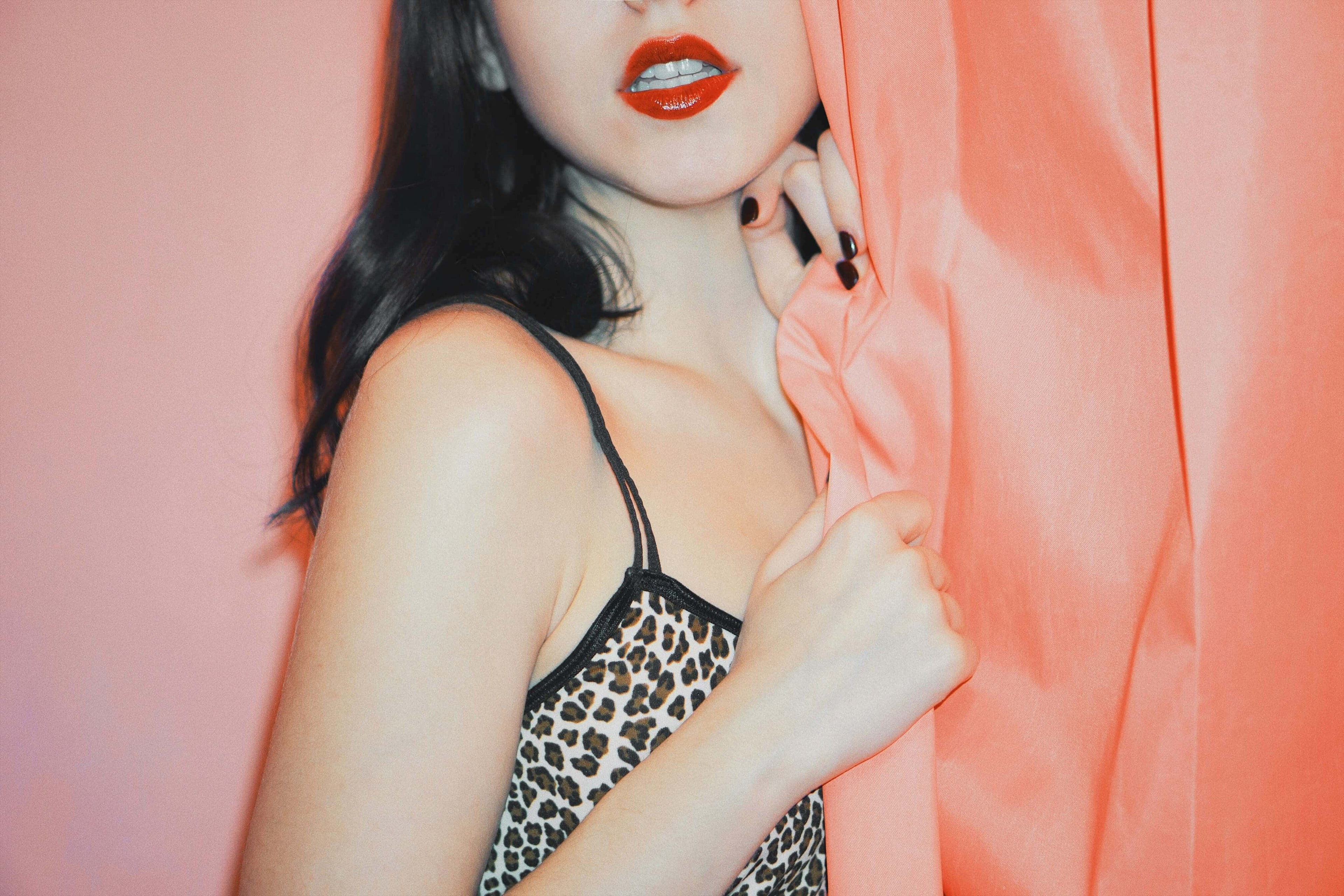 Woman wearing trendy leopard print top